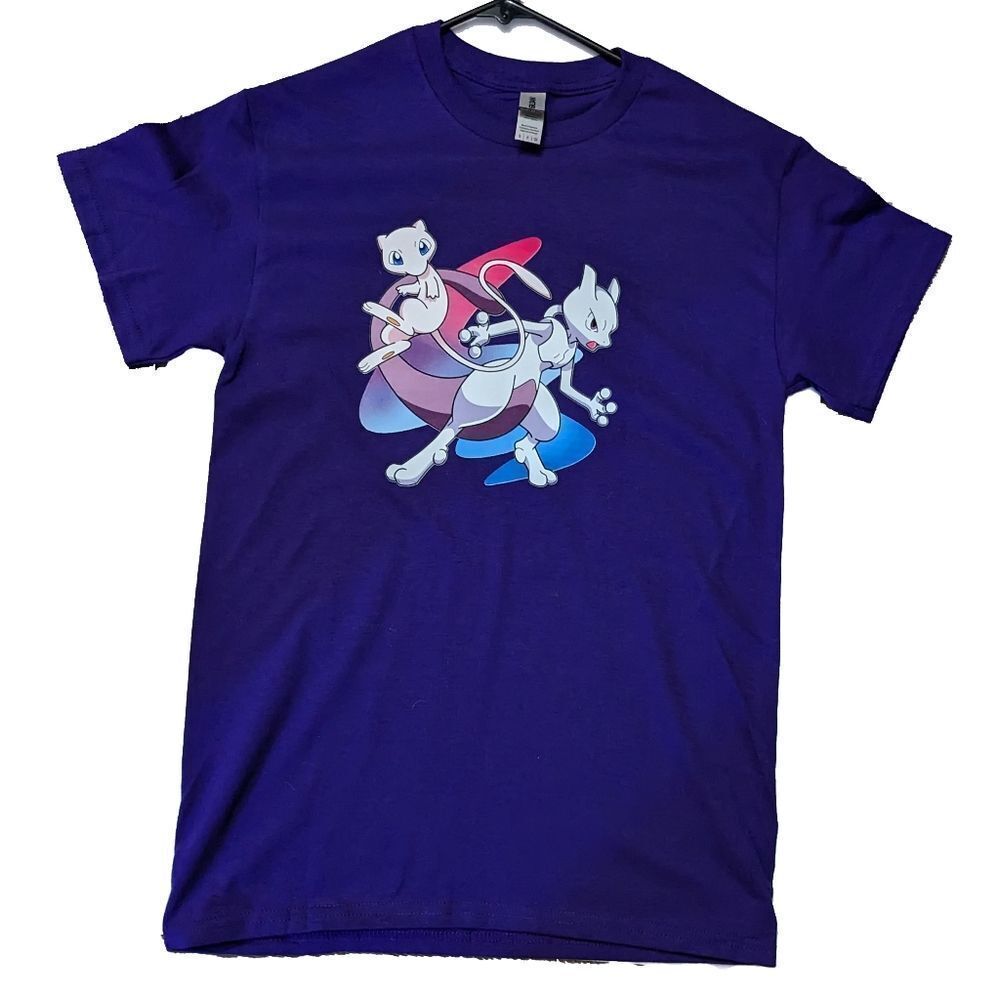 New Mewtwo Tshirt Pokemon Purple Cotton Short Sleeve Comfort Soft Fun